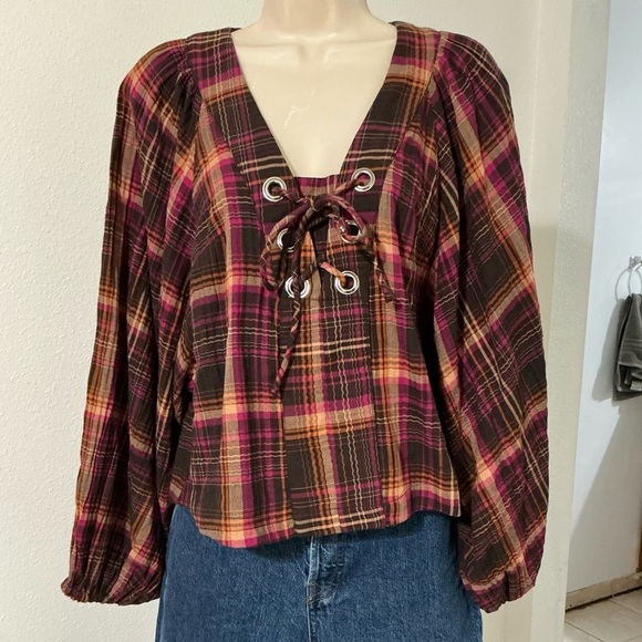 Anthropologie Long sleeve Lace up Dolman Top Size Small - Picture 4 of 13